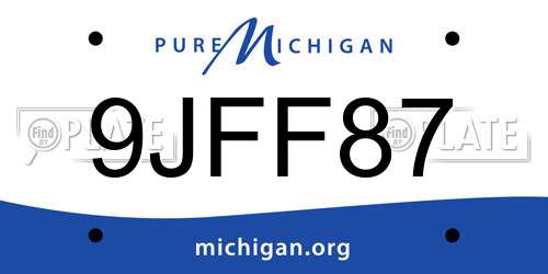 9JFF87 Michigan License Plate