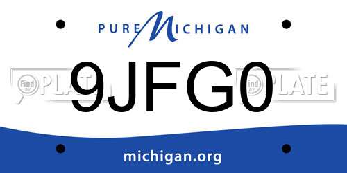 9JFG0 Michigan License Plate