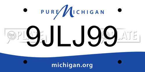 9JLJ99 Michigan License Plate