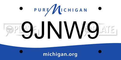 9JNW9 Michigan License Plate