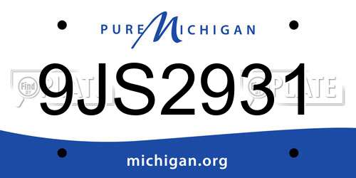 9JS2931 Michigan License Plate