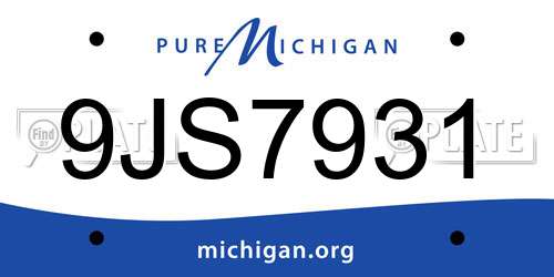 9JS7931 Michigan License Plate
