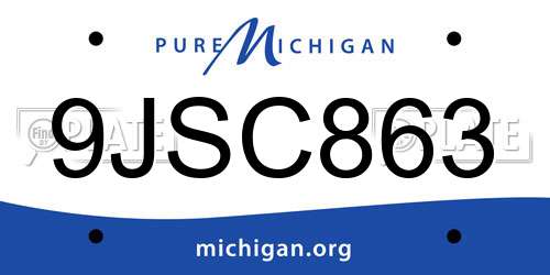 9JSC863 Michigan License Plate