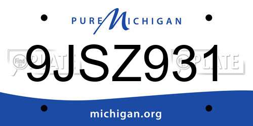 9JSZ931 Michigan License Plate