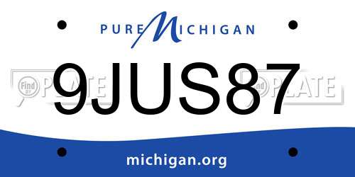 9JUS87 Michigan License Plate