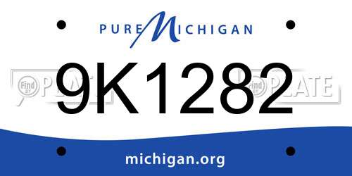 9K1282 Michigan License Plate