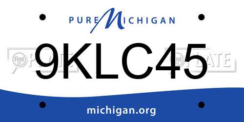 9KLC45 Michigan License Plate