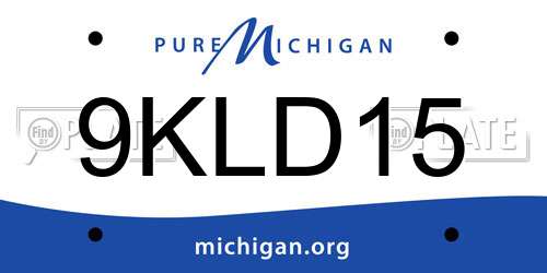 9KLD15 Michigan License Plate