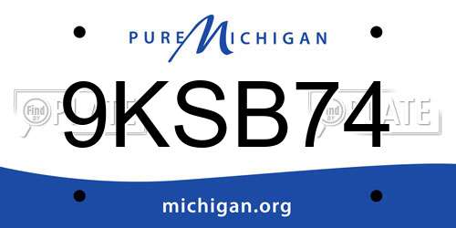 9KSB74 Michigan License Plate