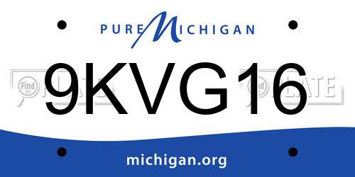 9KVG16 Michigan License Plate
