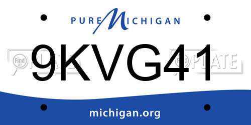 9KVG41 Michigan License Plate