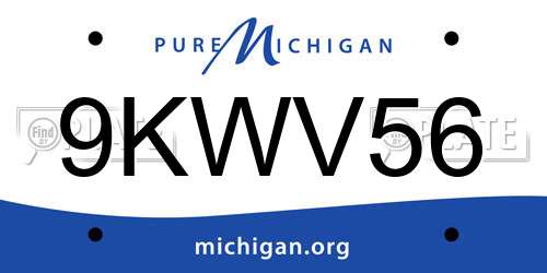 9KWV56 Michigan License Plate