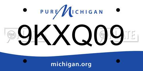 9KXQ09 Michigan License Plate