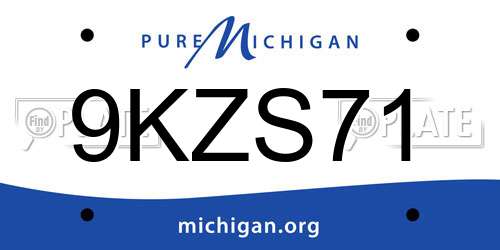 9KZS71 Michigan License Plate