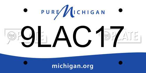 9LAC17 Michigan License Plate