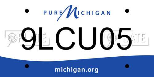 9LCU05 Michigan License Plate