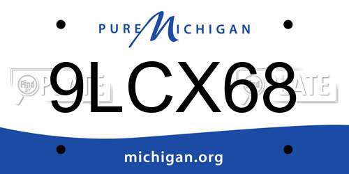 9LCX68 Michigan License Plate