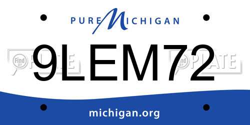9LEM72 Michigan License Plate