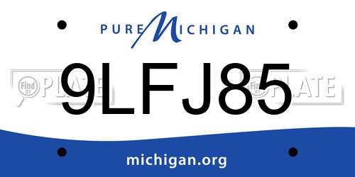 9LFJ85 Michigan License Plate