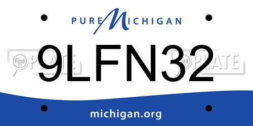 9LFN32 Michigan License Plate