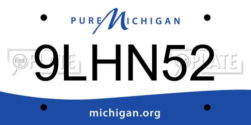 9LHN52 Michigan License Plate
