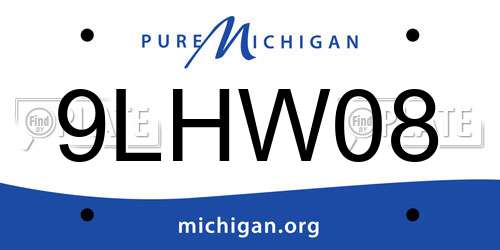 9LHW08 Michigan License Plate