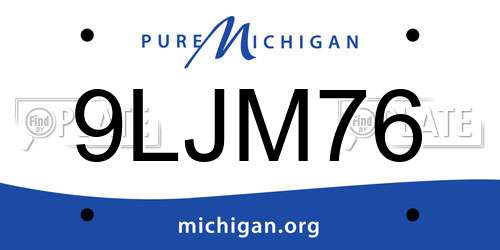 9LJM76 Michigan License Plate