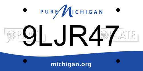 9LJR47 Michigan License Plate