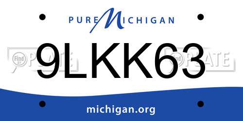 9LKK63 Michigan License Plate