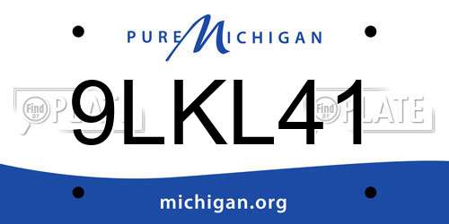 9LKL41 Michigan License Plate