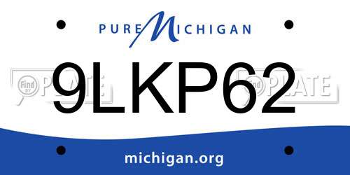 9LKP62 Michigan License Plate