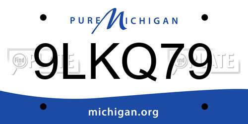 9LKQ79 Michigan License Plate