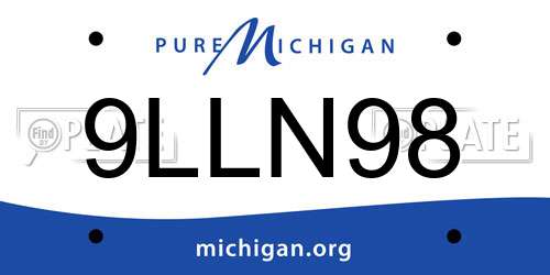 9LLN98 Michigan License Plate