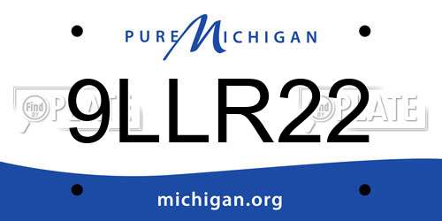 9LLR22 Michigan License Plate