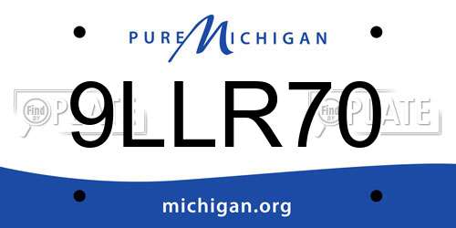 9LLR70 Michigan License Plate