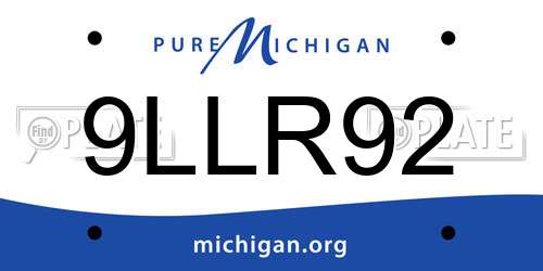 9LLR92 Michigan License Plate
