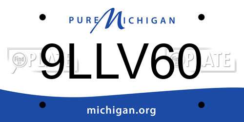 9LLV60 Michigan License Plate