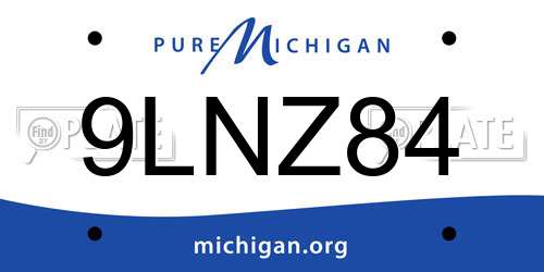 9LNZ84 Michigan License Plate