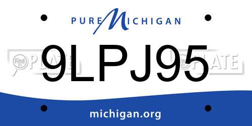 9LPJ95 Michigan License Plate