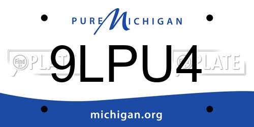 9LPU4 Michigan License Plate