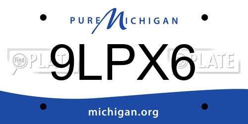 9LPX6 Michigan License Plate