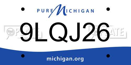 9LQJ26 Michigan License Plate