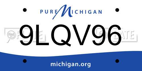 9LQV96 Michigan License Plate