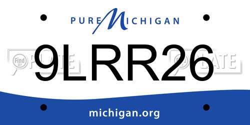 9LRR26 Michigan License Plate