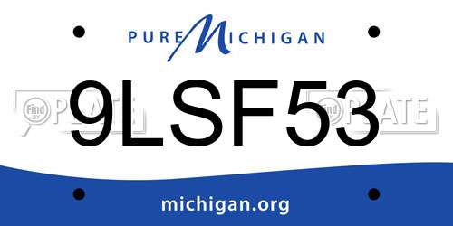 9LSF53 Michigan License Plate