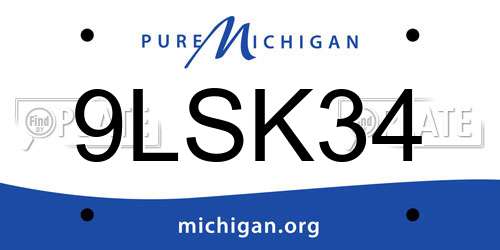9LSK34 Michigan License Plate