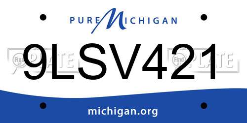 9LSV421 Michigan License Plate