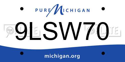 9LSW70 Michigan License Plate