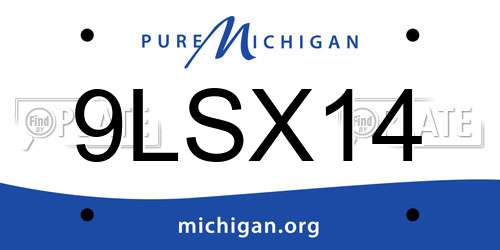 9LSX14 Michigan License Plate