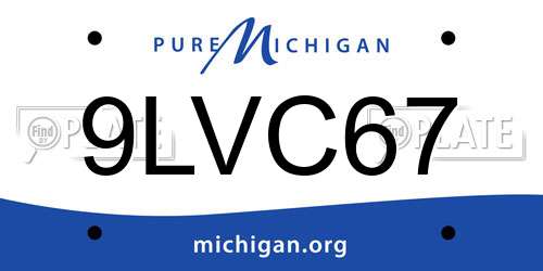 9LVC67 Michigan License Plate